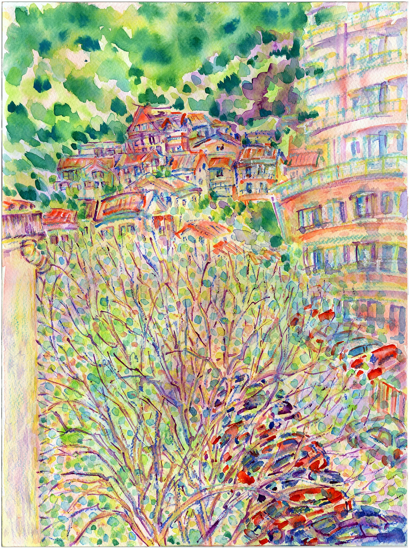22. Pogled Sa Prozora Na Budvansku Ulicu 30 × 40 Cm Akvarel Na Papiru 2023.