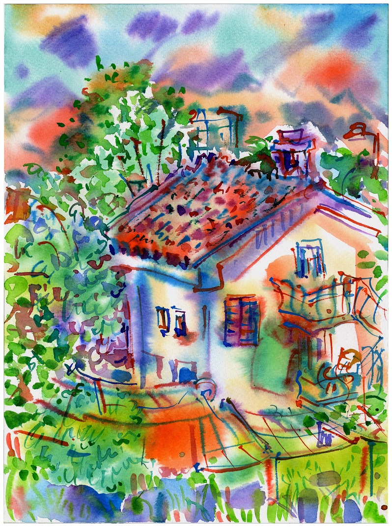 23. Pogled Sa Terase. Stara Kuća 31 × 23 Cm Akvarel Na Papiru 2021.