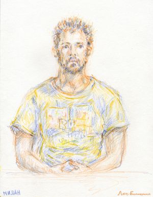 Портрет Милана. цветные карандаши, бумага, 2014 г.